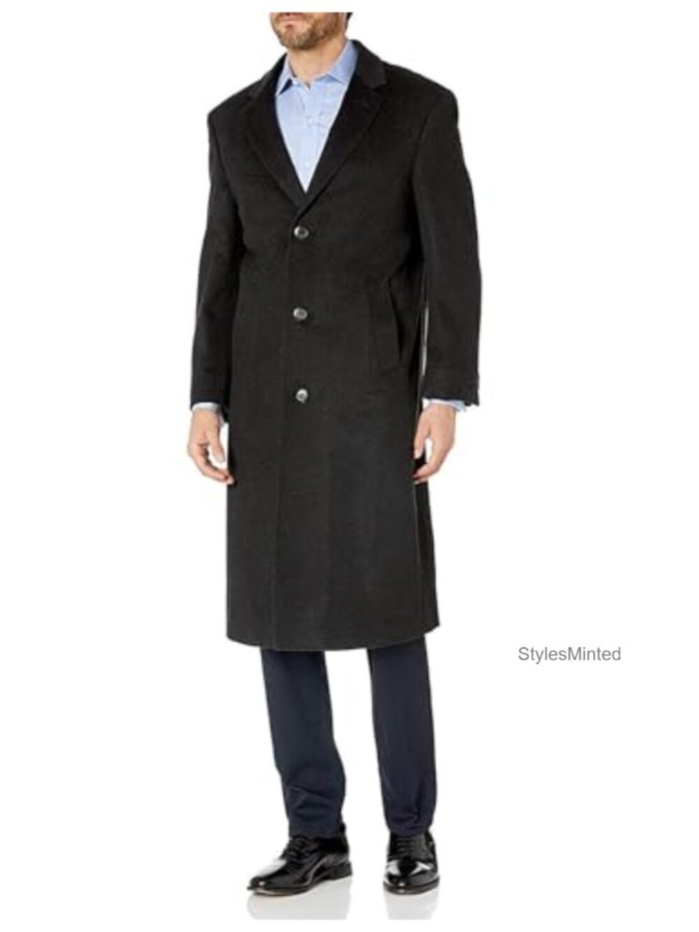 Wool Cashmere Full Length Topcoat Overcoat Classic Fit
